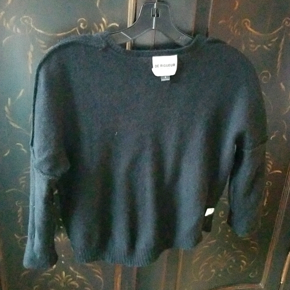 De Rigueur Provisions Black Wool Crewneck Sweater Size S - Picture 6 of 8